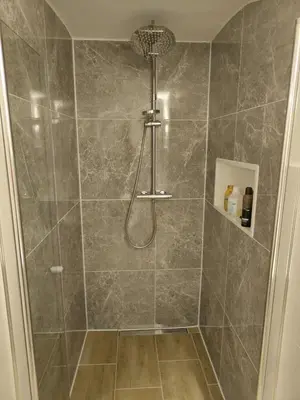 Ein Badezimmer in der Unterkunft Kleines privates Zimmer im Jüterboger Stadtkern