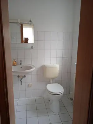 Ein Badezimmer in der Unterkunft Ferienzimmer in Pension zur alten Weide im Oderbruch