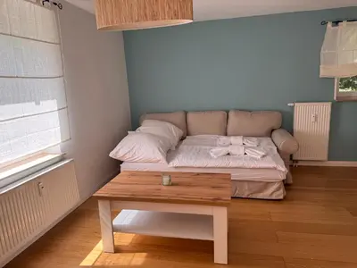 Ein Bett oder Betten in einem Zimmer der Unterkunft Landhaus Buckow