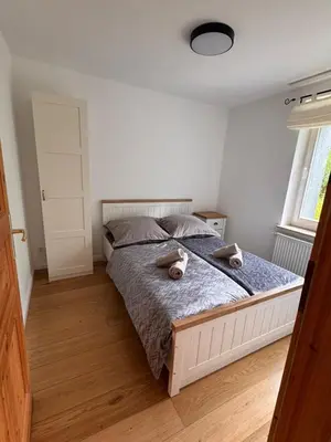 Ein Bett oder Betten in einem Zimmer der Unterkunft Landhaus Buckow