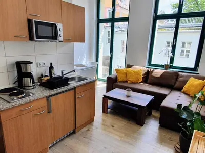 Küche/Küchenzeile in der Unterkunft Hogulu - 2 - RAUM - App 13 mit Balkon im Herzen der Altstadt