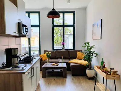 Küche/Küchenzeile in der Unterkunft Hogulu - 2 - RAUM - App 23 mit Balkon im Herzen der Altstadt