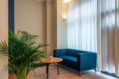 Ein Sitzbereich in der Unterkunft Modern Studio Apartment