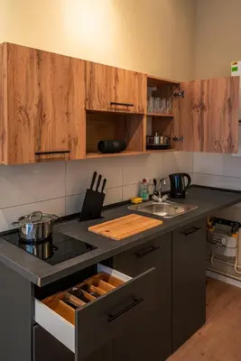 Küche/Küchenzeile in der Unterkunft Modern Studio Apartment