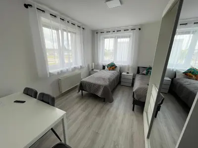 Ein Bett oder Betten in einem Zimmer der Unterkunft Appartementhaus Strausberg-Nord