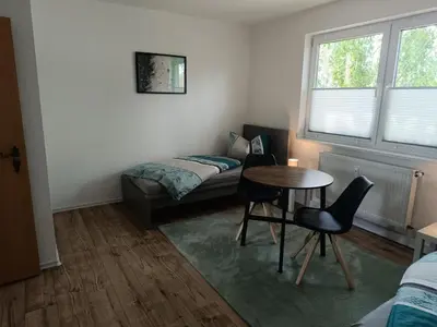 Ein Sitzbereich in der Unterkunft NEU! Ferienwohnung am Grimnitzsee