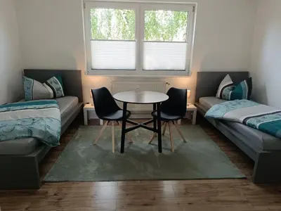 Ein Sitzbereich in der Unterkunft NEU! Ferienwohnung am Grimnitzsee