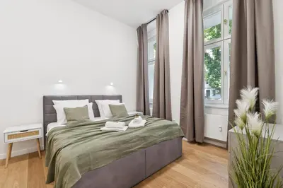 Ein Bett oder Betten in einem Zimmer der Unterkunft Modern Apartment in Berlin