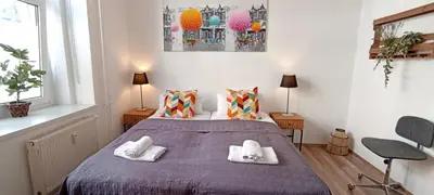 Ein Bett oder Betten in einem Zimmer der Unterkunft Comfortable 2-room apartment for rest & work P-Berg