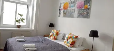 Ein Bett oder Betten in einem Zimmer der Unterkunft Comfortable 2-room apartment for rest & work P-Berg