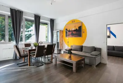 Ein Sitzbereich in der Unterkunft Berlin Central Premium Apartments for Groups