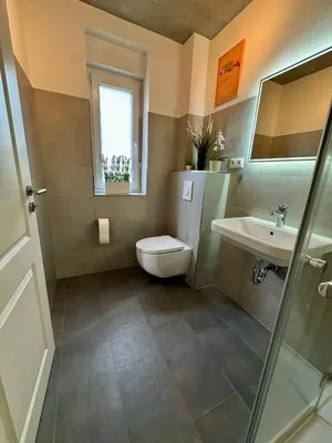 Ein Badezimmer in der Unterkunft FeWo Akazie 1 am Scharmützelsee