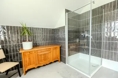 Ein Badezimmer in der Unterkunft Ferienwohnung am Wolletzsee