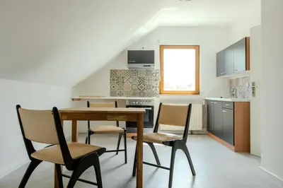 Küche/Küchenzeile in der Unterkunft Ferienwohnung am Wolletzsee
