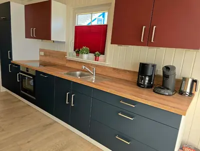 Küche/Küchenzeile in der Unterkunft Nr 486 Zerpenschleuse Ferienhaus Sonnenhaus