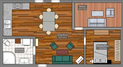 Grundriss der Unterkunft bright rooftop loft with river view