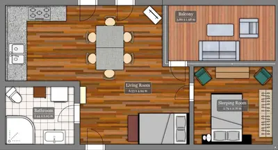 Grundriss der Unterkunft bright rooftop loft with river view