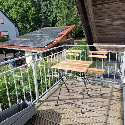 Ein Balkon oder eine Terrasse in der Unterkunft Ferienhaus an der Brandenburgischen Seenplatte