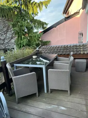 Ein Sitzbereich in der Unterkunft Finca Sommerfeld 2-Zimmerhaus mit Terrasse und Garten