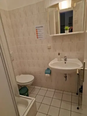 Ein Badezimmer in der Unterkunft Pension im Gesundbrunnental Bad Freienwalde