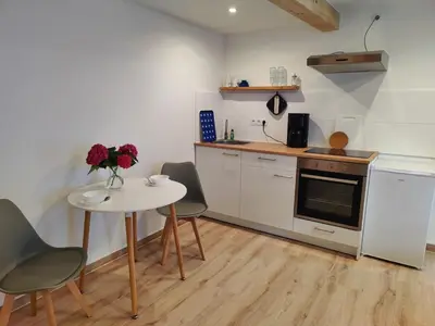 Küche/Küchenzeile in der Unterkunft Ferienwohnung Wustermark