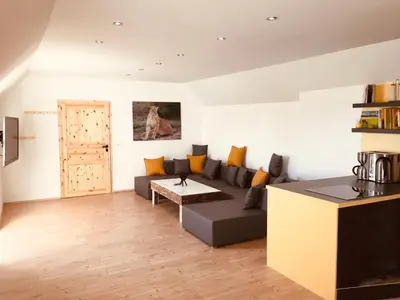 Ein Sitzbereich in der Unterkunft Landhaus Brigitte