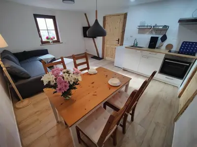Küche/Küchenzeile in der Unterkunft Wustermark Ferienwohnung Unterkunft Dorfanger 8