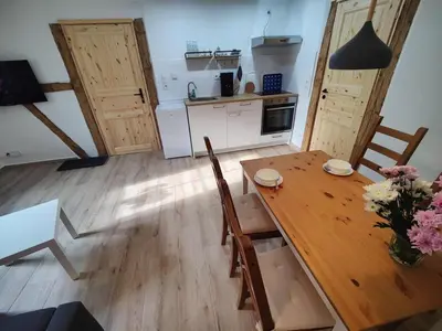 Küche/Küchenzeile in der Unterkunft Wustermark Ferienwohnung Unterkunft Dorfanger 8