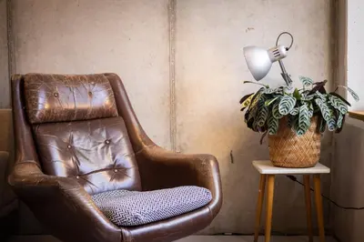 Ein Sitzbereich in der Unterkunft Spreeblick Studio