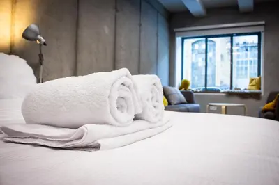 Ein Bett oder Betten in einem Zimmer der Unterkunft Spreeblick Studio