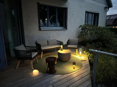 Ein Sitzbereich in der Unterkunft Havelhaus Werder