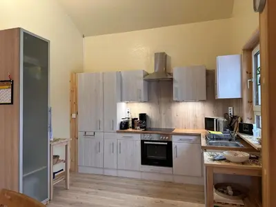 Küche/Küchenzeile in der Unterkunft Ferienhaus 4 Elemente in Selchow mit tollem Garten