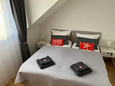 Ein Bett oder Betten in einem Zimmer der Unterkunft Apartment an der Saarow Therme