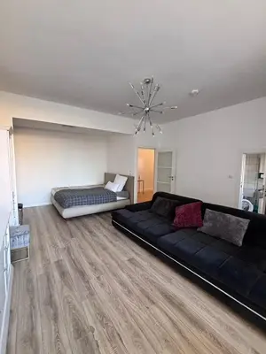 Ein Bett oder Betten in einem Zimmer der Unterkunft Großes, helles 1-ZimmerApartment bis zu 3 Personen