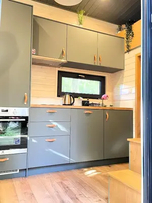 Küche/Küchenzeile in der Unterkunft Tiny House am Ranziger See