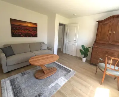 Ein Sitzbereich in der Unterkunft Haus Wiesenblick
