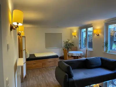Ein Bett oder Betten in einem Zimmer der Unterkunft Wohnen im Grünen-Souterrain