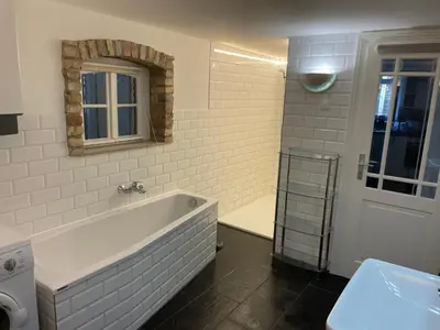 Ein Badezimmer in der Unterkunft Wohnen im Grünen-Souterrain