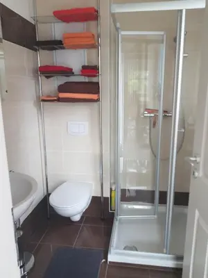 Ein Badezimmer in der Unterkunft Ferienwohnungen am Krossinsee