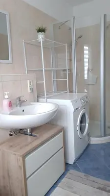 Ein Badezimmer in der Unterkunft Ferienwohnung inmitten von Seen