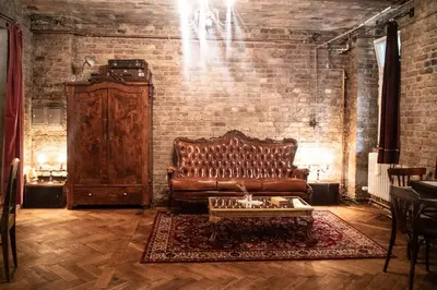 Ein Sitzbereich in der Unterkunft Poetic Studio with Garden
