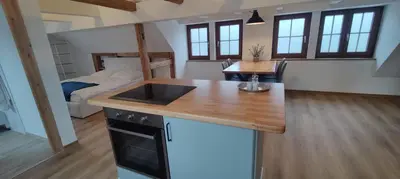 Küche/Küchenzeile in der Unterkunft Wustermark Ferienwohnung Dorfanger 8