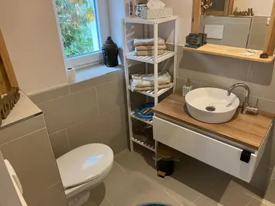Ein Badezimmer in der Unterkunft Ferienwohnung am Schlosspark