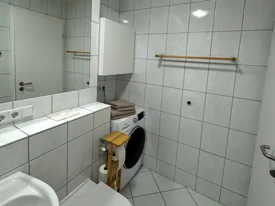 Ein Badezimmer in der Unterkunft Ferienwohnung Weidenkörbchen am Wasser in Werder Havel