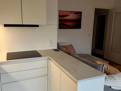 Küche/Küchenzeile in der Unterkunft Ferienwohnung Weidenkörbchen am Wasser in Werder Havel