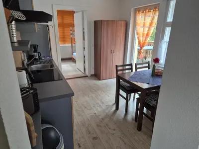 Küche/Küchenzeile in der Unterkunft Haus am Wendsee