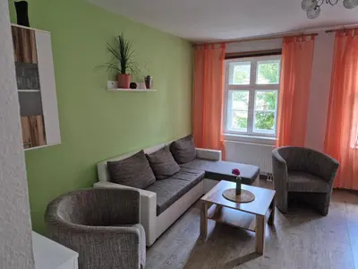 Ein Sitzbereich in der Unterkunft Haus am Wendsee