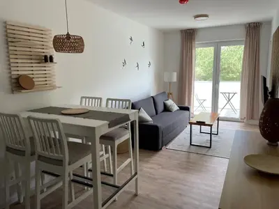 Ein Sitzbereich in der Unterkunft Ruppiner Seeblick Ferienwohnungen