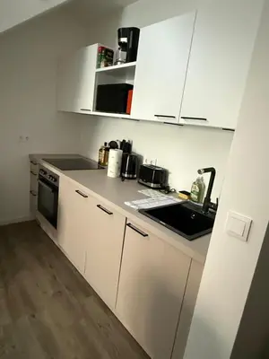 Küche/Küchenzeile in der Unterkunft Ferienwohnung Sonnenufer Residenz am See in Neuruppin