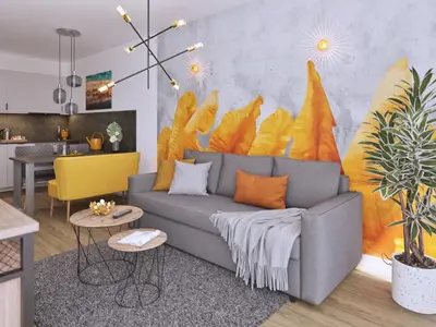 Ein Sitzbereich in der Unterkunft Ferienwohnung Sonnenufer Residenz am See in Neuruppin